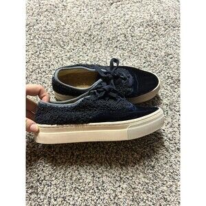 Soludos Blue Velvet Platform Lace Up Sneakers Women's Size 6.5